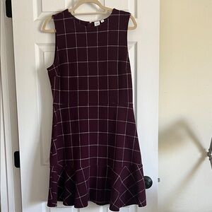 Burgundy Checkered Mini Dress